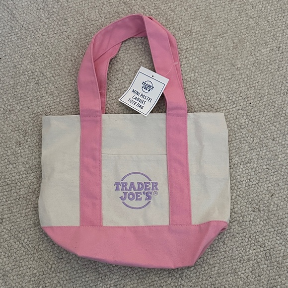 Trader Joe'S Handbags - Trader Joe’s Pink and Cream Mini Tote Bag